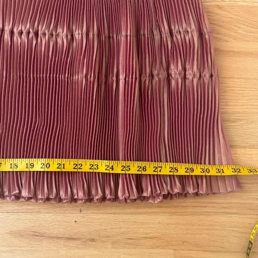 LILITH France Midi Skirt Iridescent Shimmer Rose Pink Pleated A-Line Size Large - Picture 15 of 16